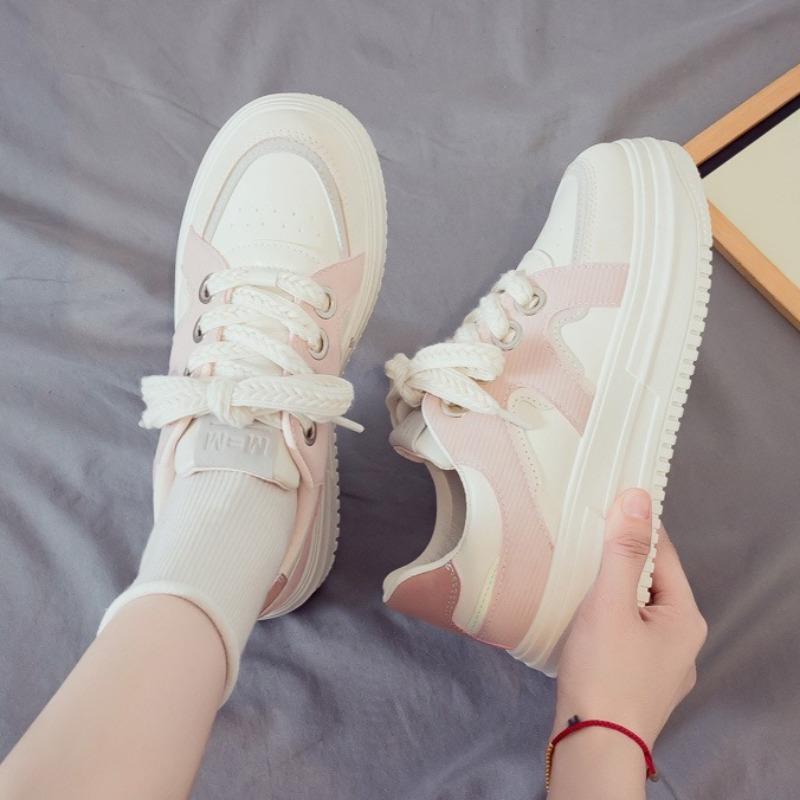 New Women White Flats Shoes Spring Comfortable Soft-sole Sneakers Female Lace-up Vulcanized Shoe Tenis Sport Shoes Mujer