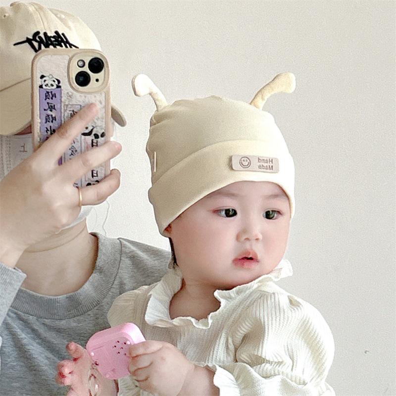 Guai Bao Baby Antenna Hat for Newborns 0-6 Months - Lightweight Spring/Summer Pullover Cap