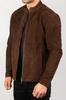 Motorcycle Genuine Lambskin Stylish Leather Brown Suede Zip Jacket Handmade Men's Biker