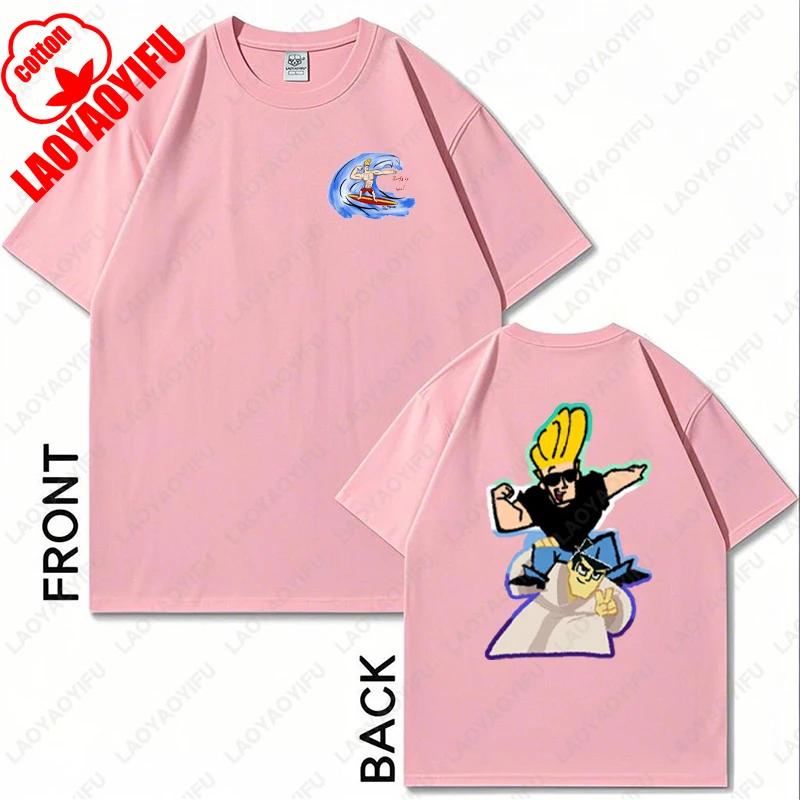 Johnny Bravo Cartoon Character Graphic TShirt Casual Cotton Unisex Women Fun Fashion Tees Brother Friend Couple All Match Gift Tops