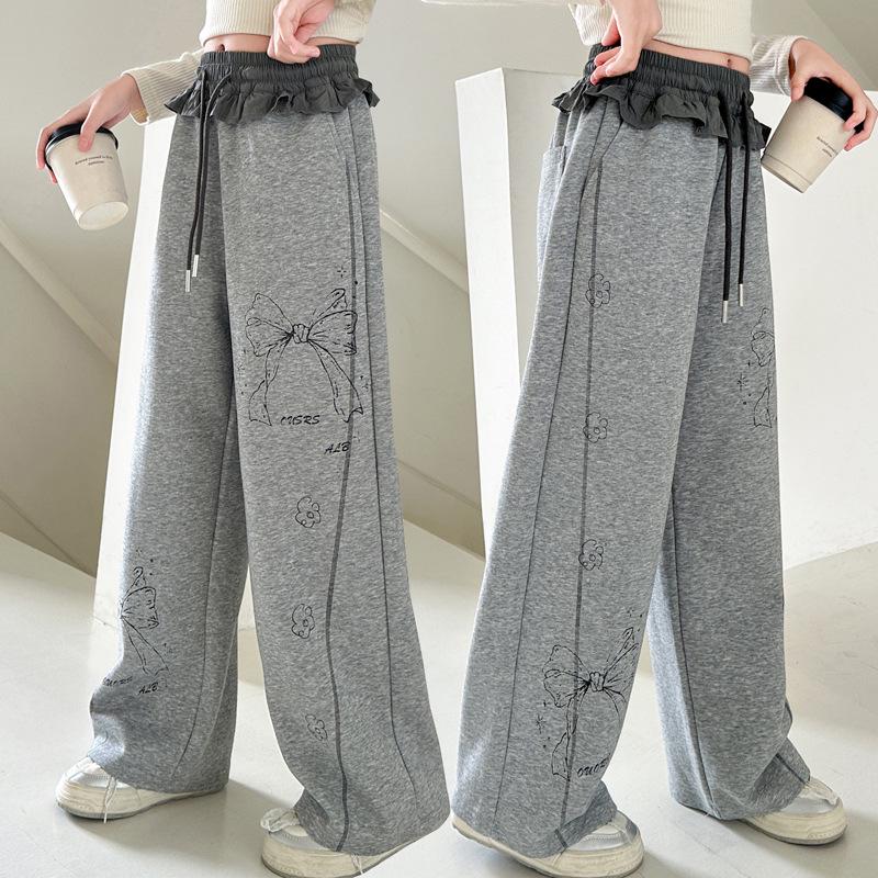 Women's Autumn 2025 Color Block Bow Casual Wide Leg Pants