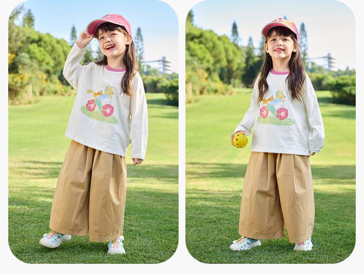 Dududu Home Girls' Pure Cotton Wide-Leg Pants - Spring 2026 New Arrivals for Toddlers & Kids