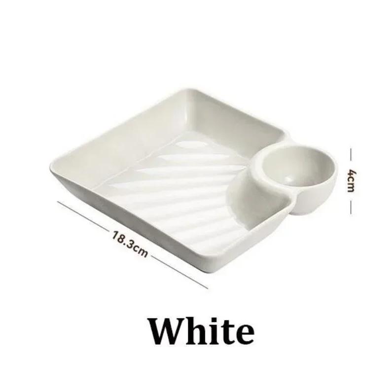

Тарелки для чипсов и соуса, пластиковая сервировочная тарелка, тарелка для пельменей с блюдцем для макания, разделенные сервировочные тарелки для закусок белый