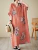 Summer Plus Size Loose Fit Vacation V-Neck Short Sleeve Maxi Dress Women Beach