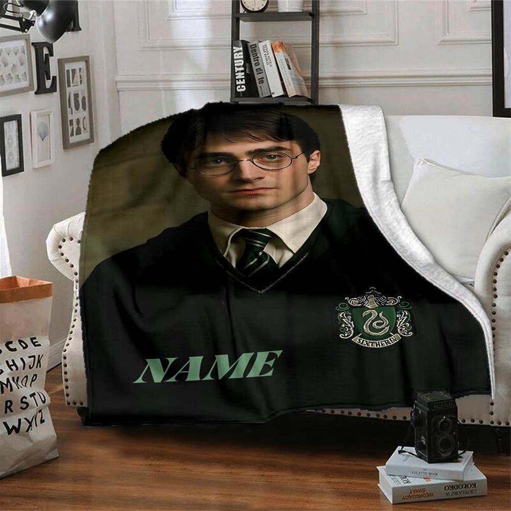 Custom Name Slytherin Pride Honor Blanket for Couch & Bed, Plush Cozy Fuzzy Blanket Super Soft & Warm Blankets for Fall and Winter. 090866