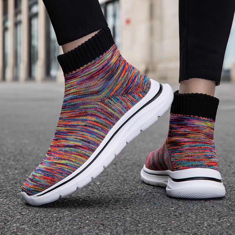 High‑Top Sock Shoes Women Slip‑On Casual Sneakers Breathable Knitted Sports Shoes Lightweight Non‑Slip Walking Footwear