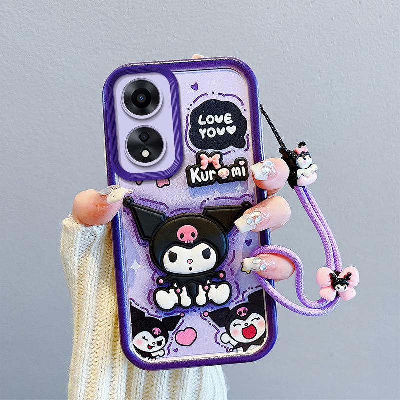 

Противоударный чехол KEYSION для OPPO A18 A38 A58 A78 A98 5G со шнурком, силиконовый милый 3D-чехол для телефона с мультяшной куклой для OPPO A17 A17K for OPPO A18