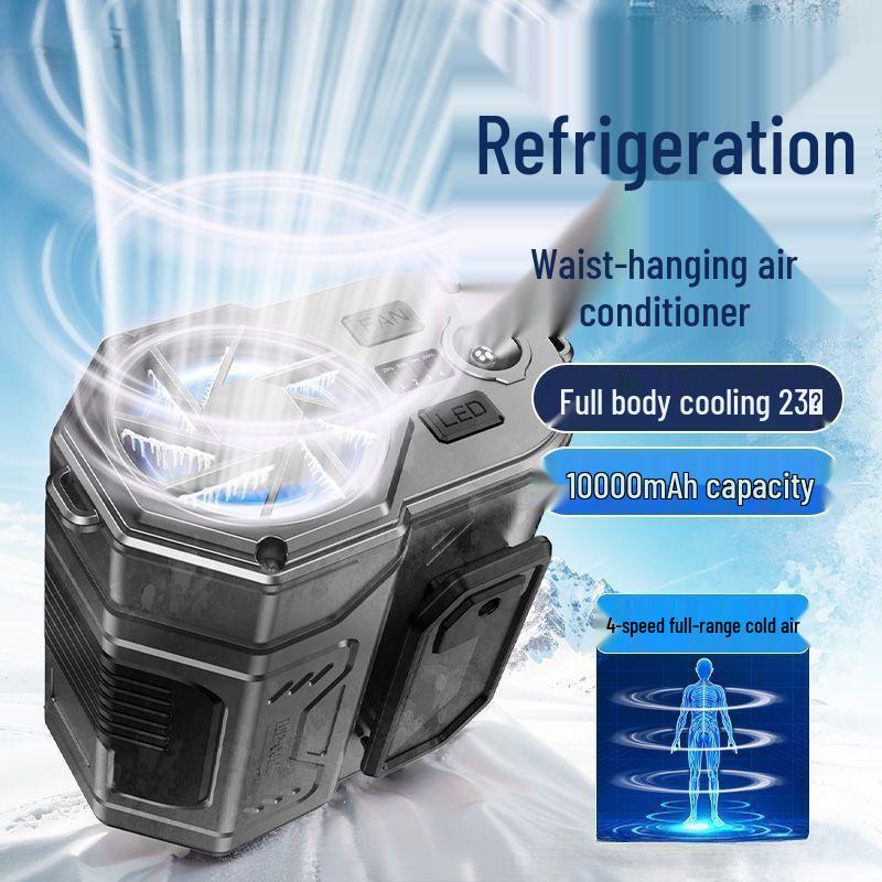 Portable Rechargeable Waist & Neck-Hanging Fan - Strong Wind, Outdoor Cooling Clip-on