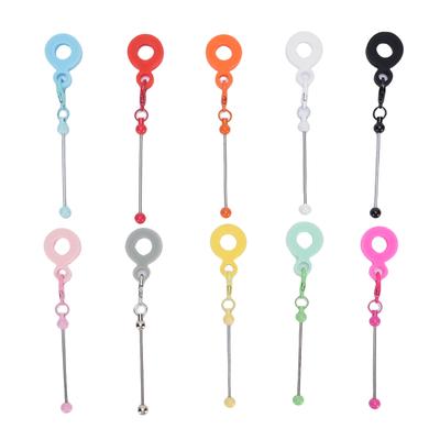 10PCS Blank Beadable Bars Colorful Silicone Rings Beaded Keychain Pendant Making Set