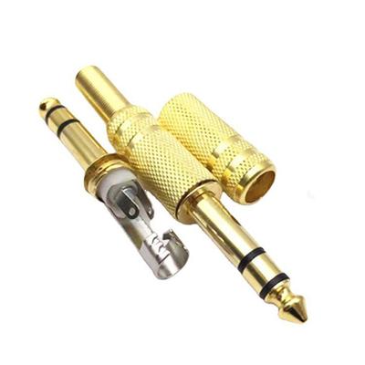 Gold-Plated 6.35mm Stereo Audio Plug Dual-Channel Connector