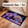 Dinosaur Theme Soft Crystal Velvet Rug Custom Name & Text Print Non Slip Floor Rug for Bedroom Living Room