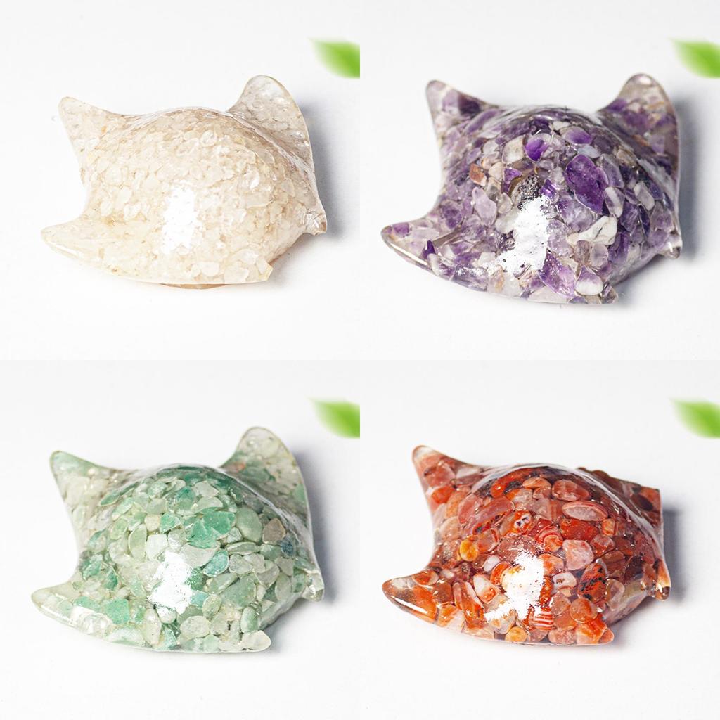 Natural Crystal Fish Resin Art Decor With Oceanic Animal Figurine For Office Desk Gifts