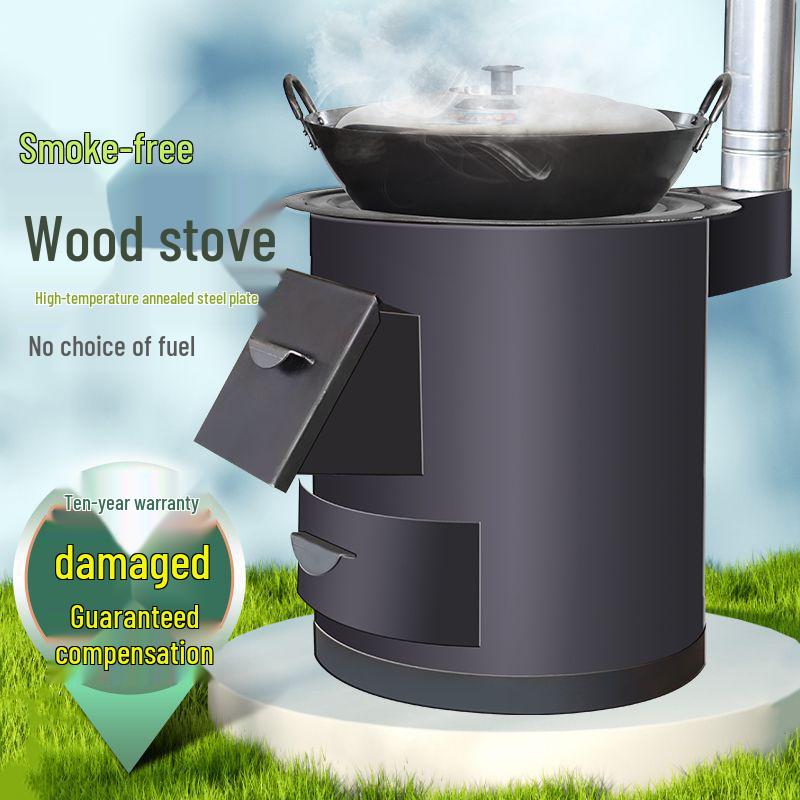 Portable Smokeless Wood-Burning Firewood Stove for Efficient Heating