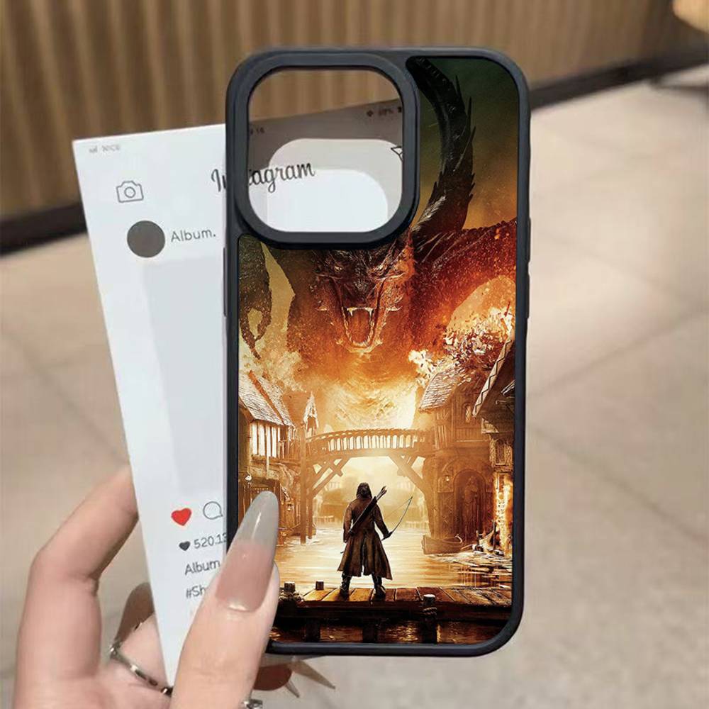 The Lord of the R-Rings Map Black Silicone Hard Plastic Phone Case For Iphone 17 Air 16 15 14 13 12 11 Pro Max PC+TPU Case