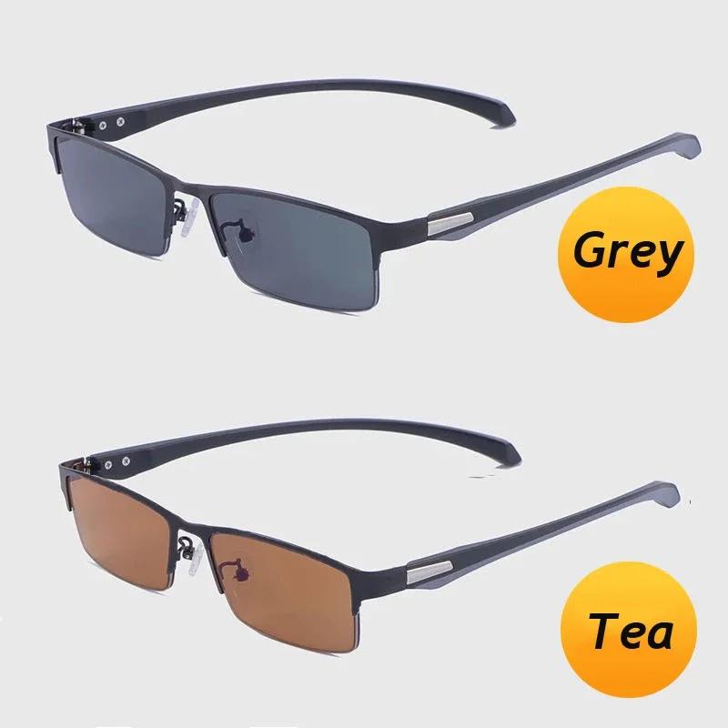 Smart Photochromic Myopia Glasses Men's Half Frame Color Changing Eyewear 0 To -4 0 Degree For Outdoor