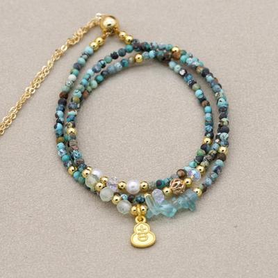 Handgemaakte 2MM Drie Laags Turkoois Kralen Armbanden Ketting Dubbeldoel Boheemse Kralen Bedelarmband Dames Sieraden