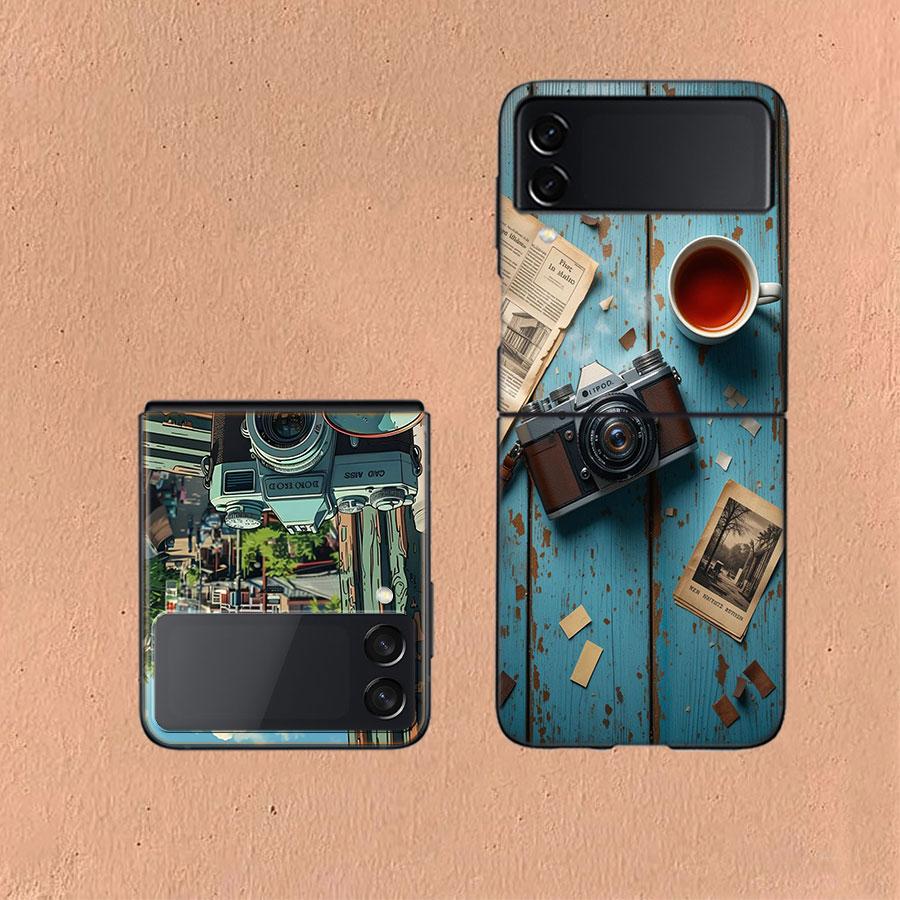 Camera and Souvenirs With Scenery Coque For Samsung Z Flip7 6 Galaxy Case Shockproof Z Flip5 Z Flip3 4 5G Hard Cover Phone TPU