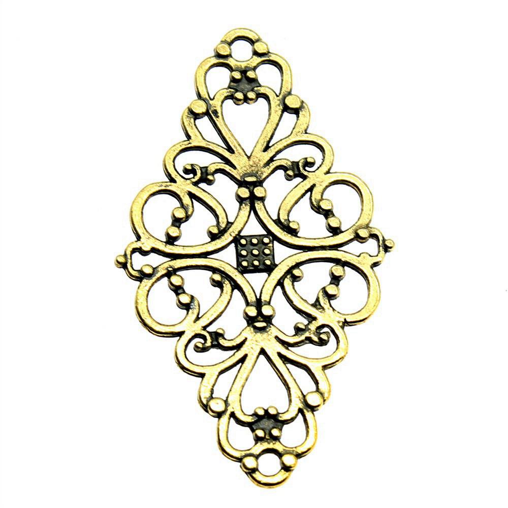 Filigree Diamond Shaped Connectors Ornate Multi Loop Links For Jewelry