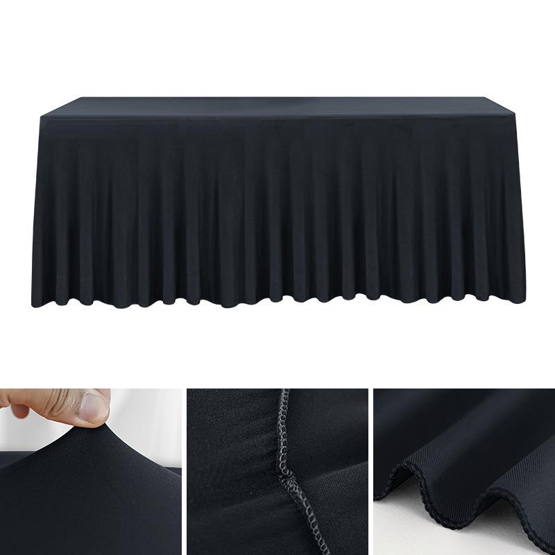 Spandex Rectangle Table Skirts 4/5/6/8ft Fitted Table Cover Wrinkle Resistant Cloth for Hotel Wedding Anniversary Party Decor