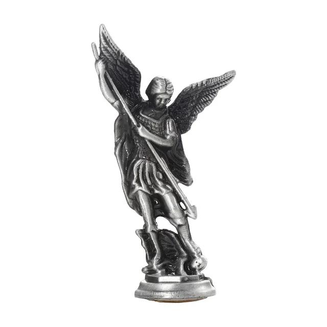 Saint Michael Archangel Figurine, Sacred Angel Michael's Sculpture, Zinc Alloy Statue for Home Desk Decor