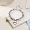 Silver Color Good Luck Letter Plate Pendant Bracelets For Women Vintage Geometric Round Ball Charm Bracelet Punk Party Jewelry