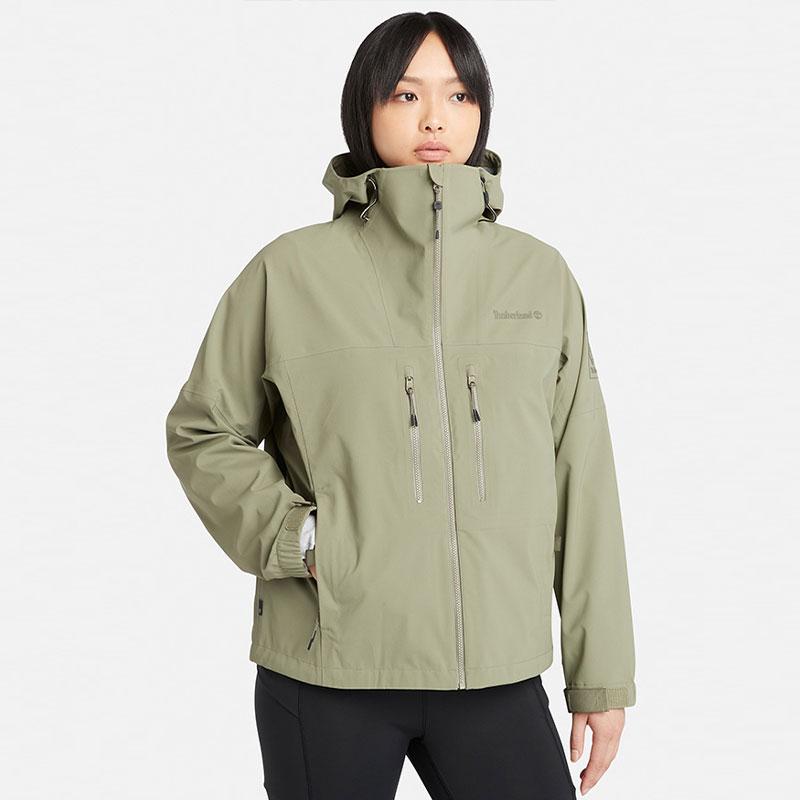 Timberland Solid Color Casual Waterproof Hooded Jacket Women Jackets Cassel-Green A5XRU-590