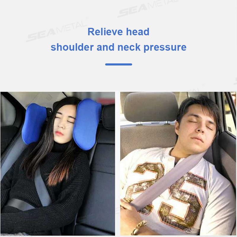 SEAMETAL Car Pillow Universal For Men Women Kids Seat Headrest Pillow Movable Seat Pillow For Travel Rear Seat Sleep Nap Cushion