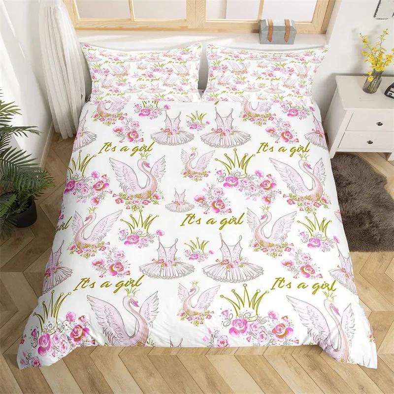 Comforter Ballet Ballerina Rose Flower Bedding Set Cute Little Dancers Comforter Twin King For Girl Gymnastics Lover