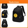 Unisex Leisure Backpack With Smiley Face Letter Back Coffee Cup Pattern For Travel