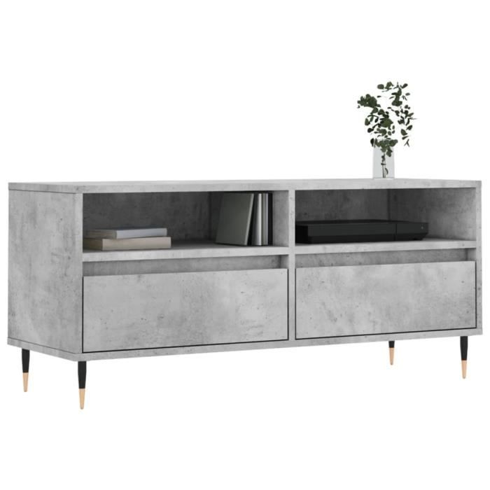 VidaXL Meuble TV gris béton 100x34,5x44,5 cm bois d'ingénierie 831232