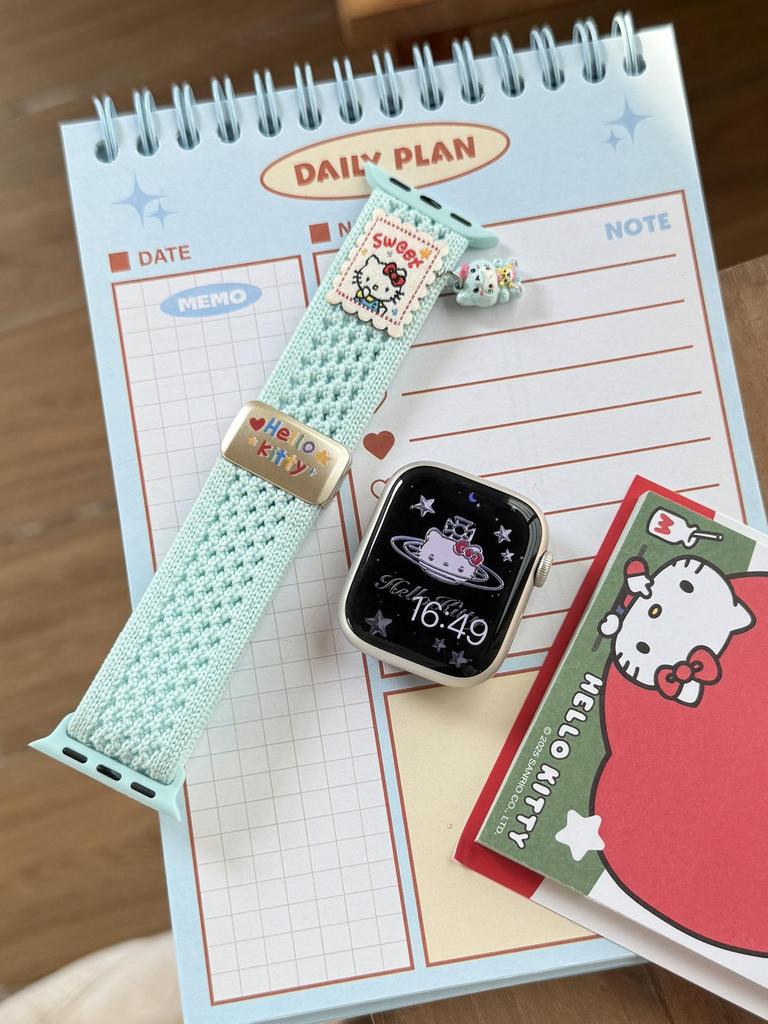 Compatible Apple S11 Watch Band: Breathable Woven Cartoon Pendant with Magnetic Buckle for iWatch 1098765SE