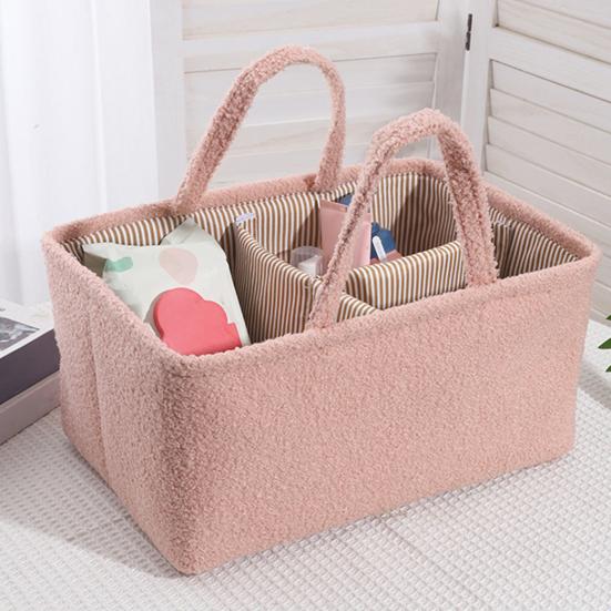 Baby Diaper Caddy Organizer Nursery Storage Basket Large Capacity Diaper Organizer with Adjustable Divider for Baby Essentials Wipes Toys