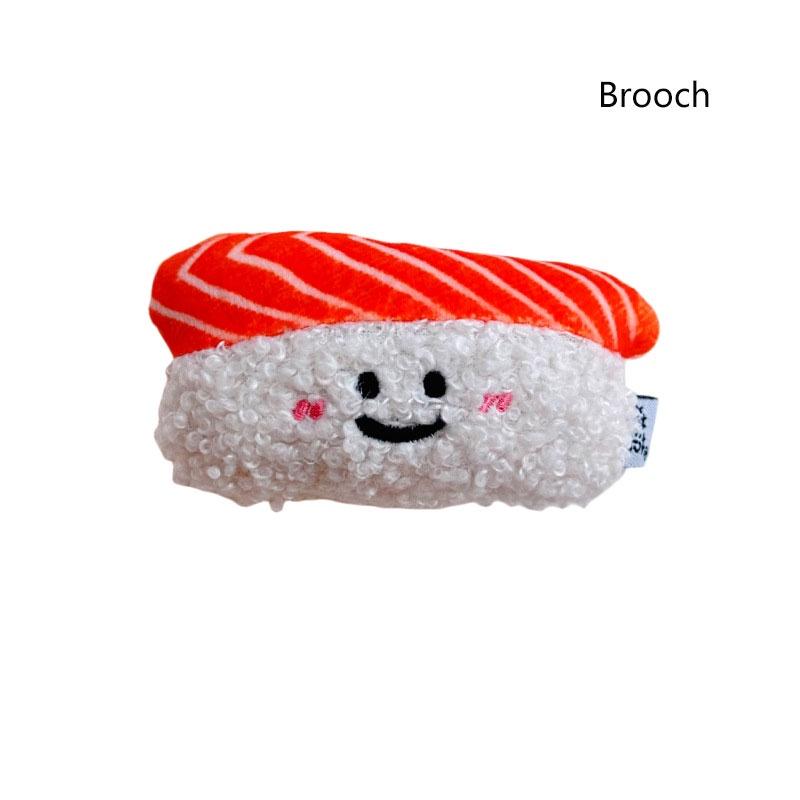 Authentic Salmon And Sweet Shrimp Sushi Plush Pendant Pin Cute And Funny Cartoon Food Hanging Decoration Gift Sushi Pendant)