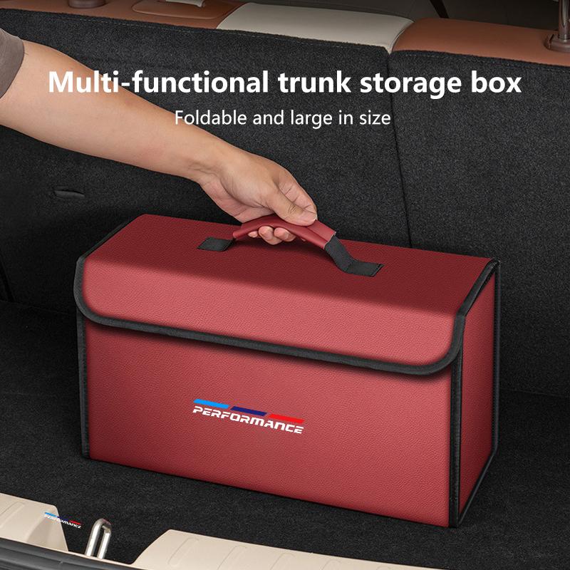 Car Leather Trunk Organizer Foldable Storage Box, For BMW Performance E46 E90 E60 E36 F90 M3 M5 E87 X3 X5 X6 G30 G32 Accessories EN0