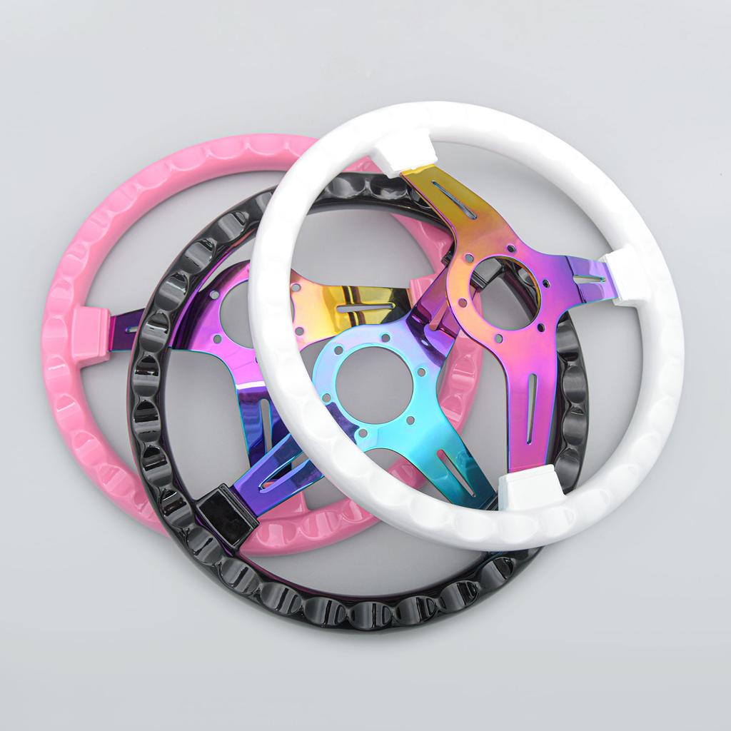 NEW JDM 14inch ABS Steering Wheel Neo Chrome Spoke Black White Pink Racing Sports Steering Wheel