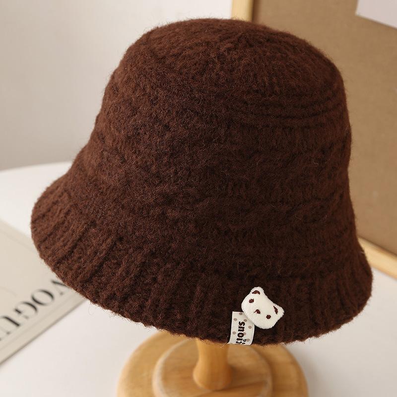Autumn and winter dopamine plush knitted women's vacation leisure outdoor warm cold bucket hat personalized new basin hat