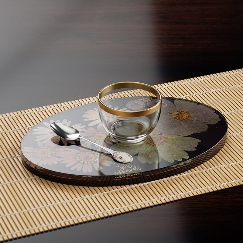 Diy Crystal Epoxy Gemeotric Oval Coaster Mirror Silikonform Ovale Tablettform zum Gießen mit Harzbetonzement