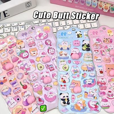 3D Bubble Stickers Animation Bear Kitty Butt Stickers Kids Girls Diy Scrapbook Phone Case Paster Decals Cute Puffy Stickers