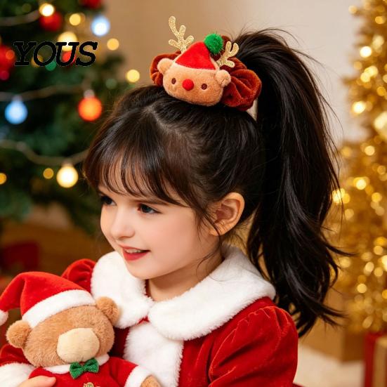 Exquisite Gift Sets for Kids Flannel Christmas Hair Tie Girls, Soft Scrunches with Reindeer/Christmas Tree/Gift/ Santa Cute Stocking Stuffers
