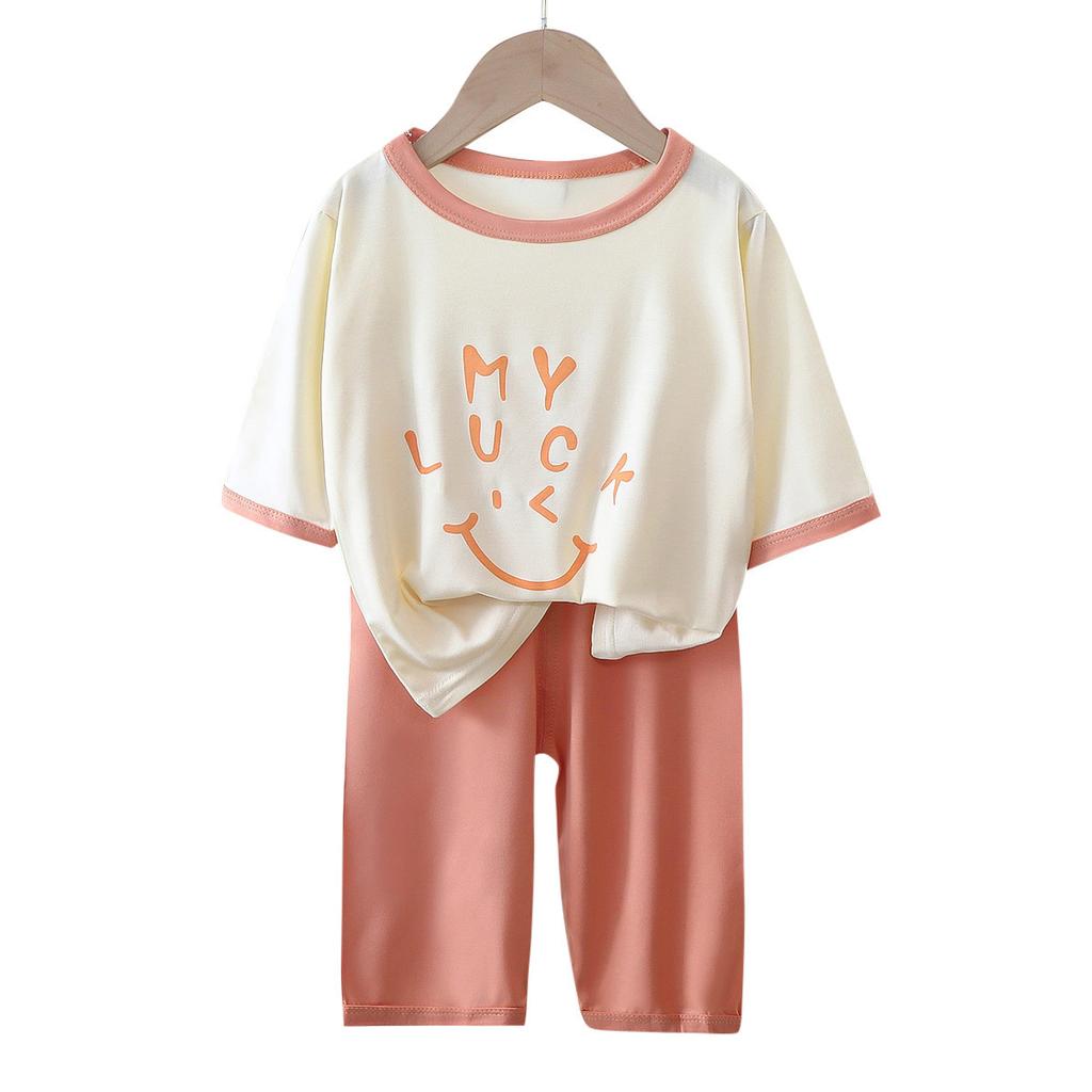 New Yaser Home Clothes Three-quarter Sleeve Suit Boys and Girls Popular Pajamas Summer Thin, Medium and Large Children's Air-conditioned Clothes