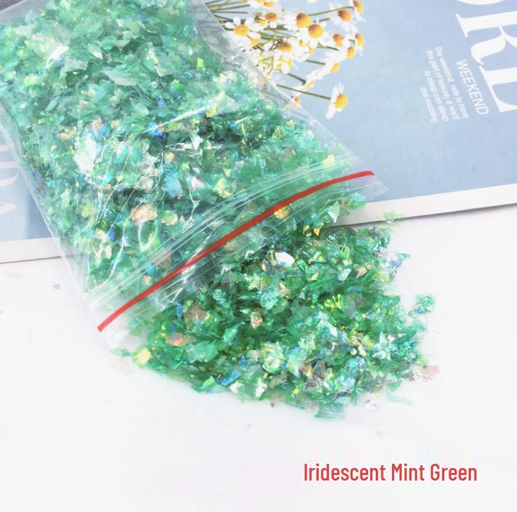 DIY Irregular Nail Shell Paper Fragments – 10g Bag for Slime, Epoxy Resin, Crafting.