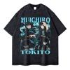 Nezuko T Shirts Vintage Washed Anime Kimetsu No Yaiba T-shirt Oversized Short Sleeve Demon Slayer Mitsuri Tokitou Tops Tees Men