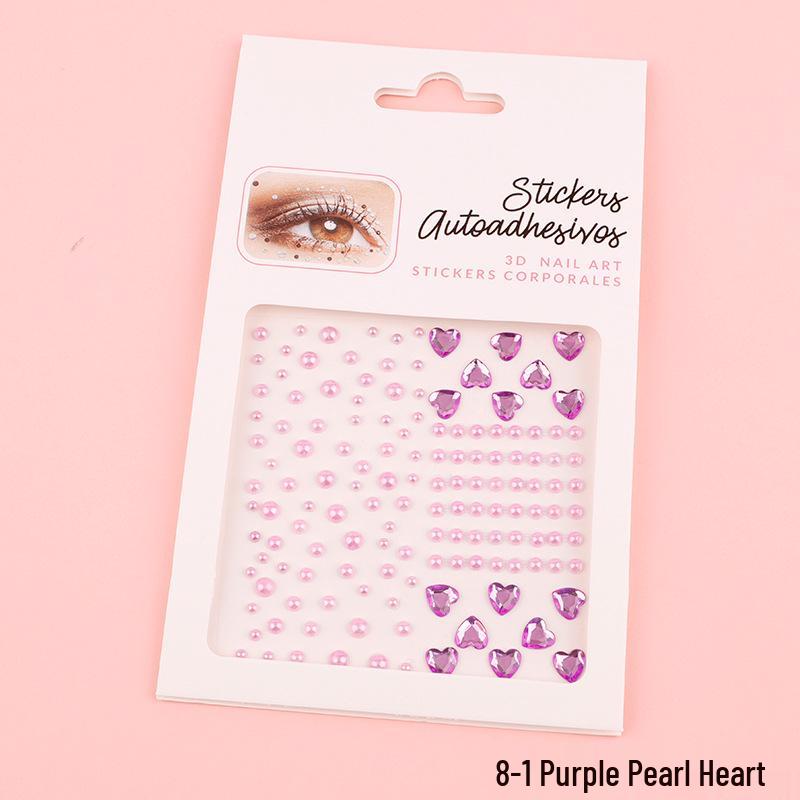 DIY Cross-Border Face, Eye, Brow, and Nail Decor Stickers with Pearls and Diamonds