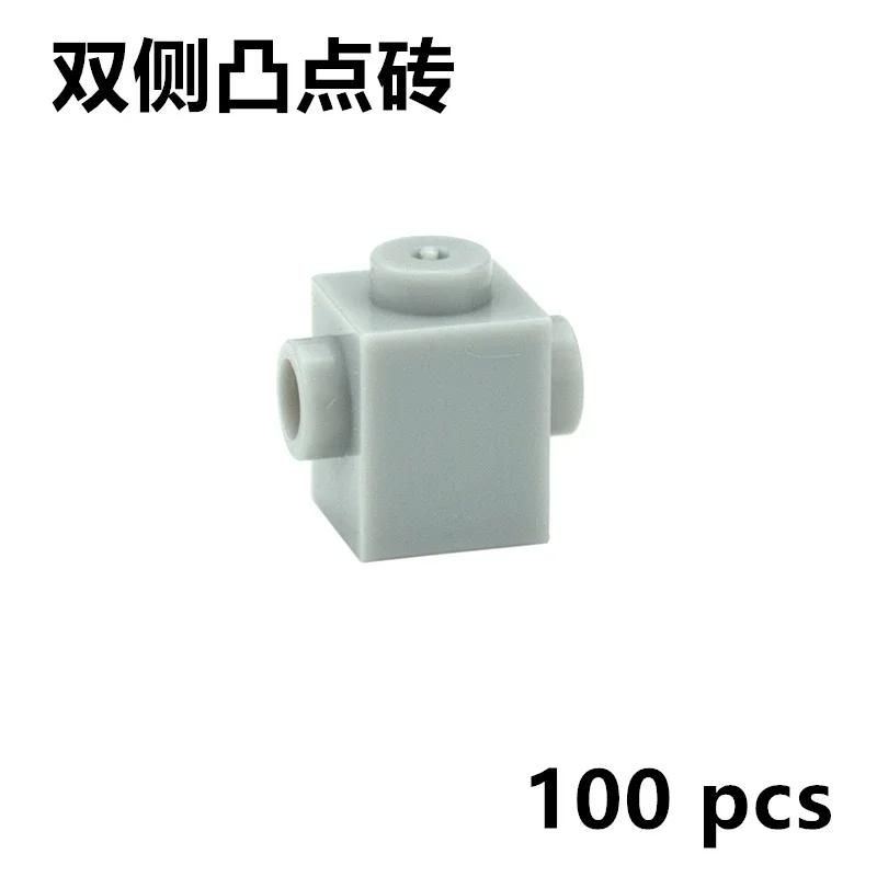

100PCS MOC 47905 Parts 1x1 Thick Building Blocks Knobs 2 Sides With Stud On Side Bricks Particle Puzzle Toys Children Gift світло-сірий колір