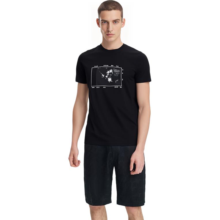 HUGO BOSS T-Shirts Men's Black Crew Neck Moderate Straight Fit 50485064-001