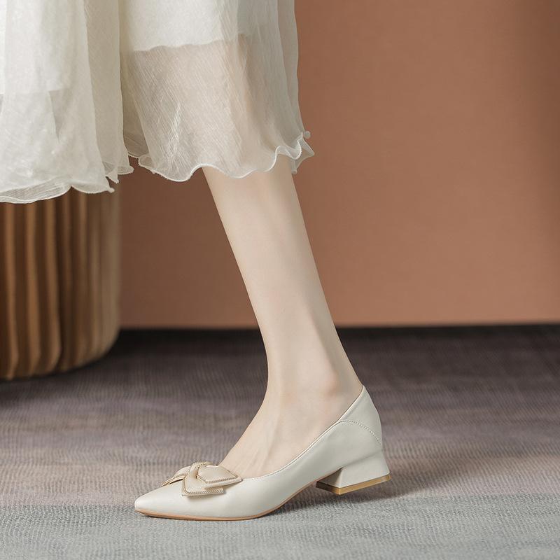 

Мэри Джейн Летний Бант Ретро Высокий Каблук Толстый Каблук Квадратный Носок Одинарная Обувь Маленькая Кожаная Обувь 40 абрикосовый