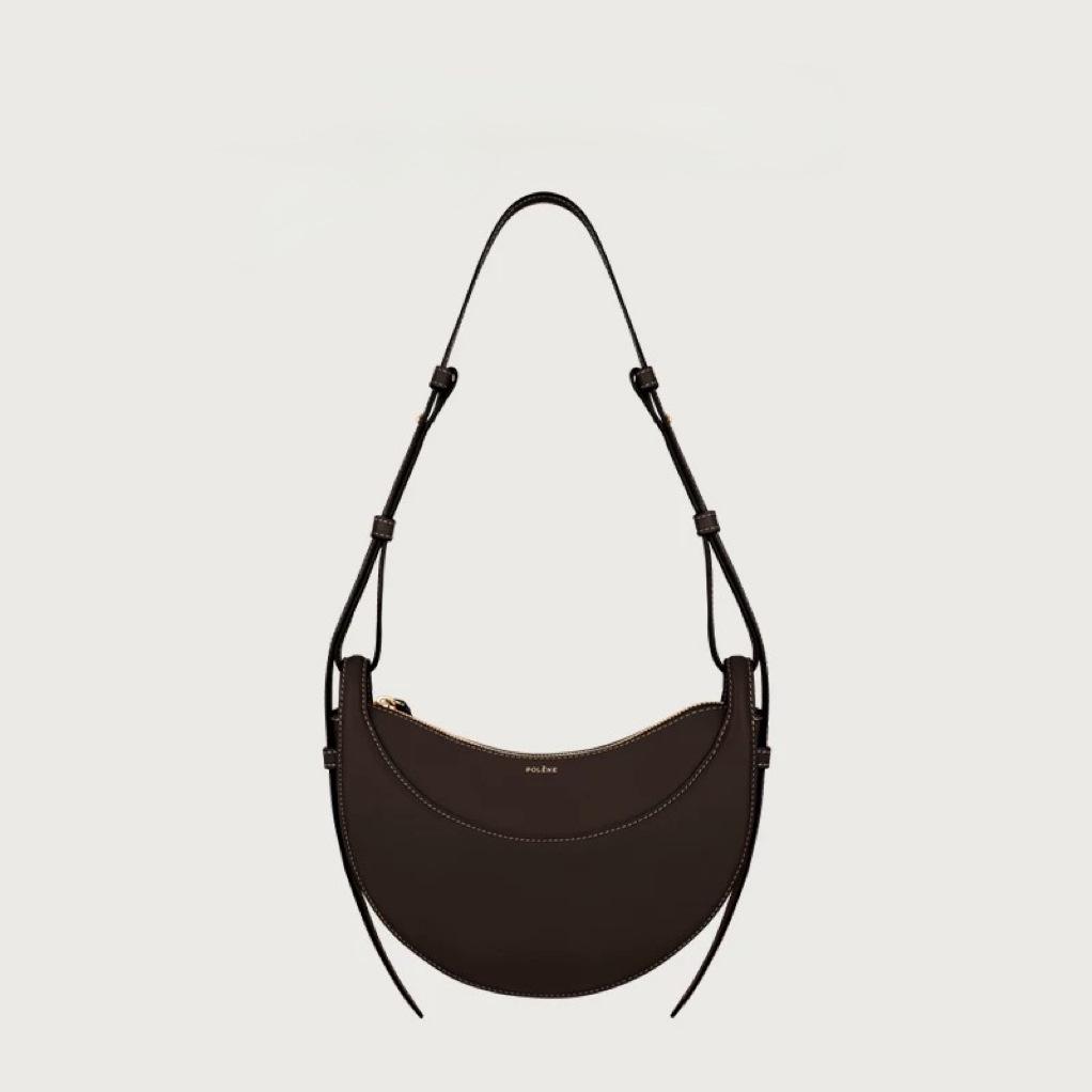 Small Niche Design, High-end Texture Crossbody Crescent Bag, Women's Genuine Leather Armpit Saddle Bag