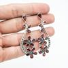 Garnet Flower Earrings: 925 Sterling Silver Dangle Earrings