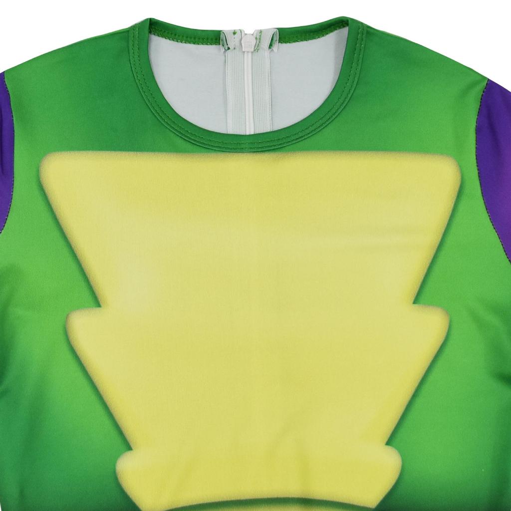 Boys Girls Fnaf Horror Bear Green Printed Jumpsuit Mask Tail Outfit for Kids Christmas Halloween Cosplay Dress Up Costume