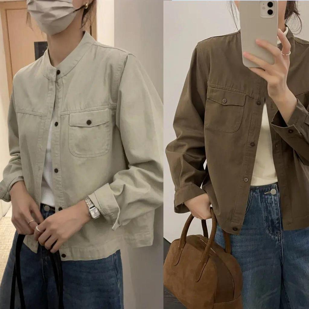 Autumn Retro Stand Collar Short Jacket - Versatile Casual Workwear Top